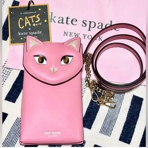 Kate Spade Pink Cat Face Crossbody tiger eyes. NWT very rare.